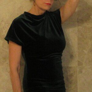 Zara Panne Velvet Moss Green Shift, size S